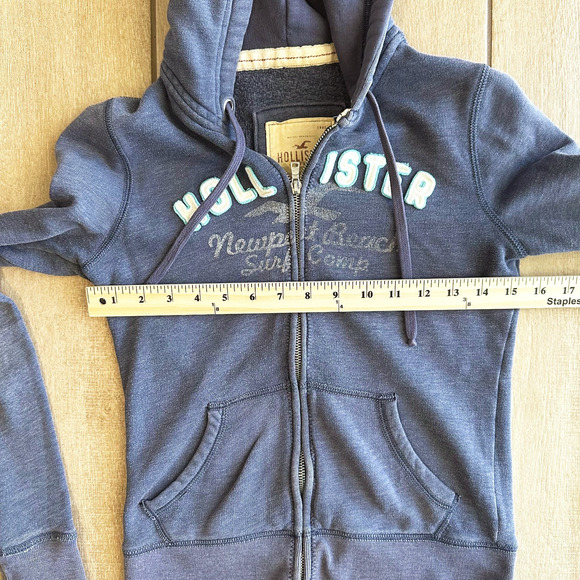 Hollister Y2K Hoodie Zip Up Jacket Medium Hooded Lightweight Logo Distressed - Picture 5 of 6